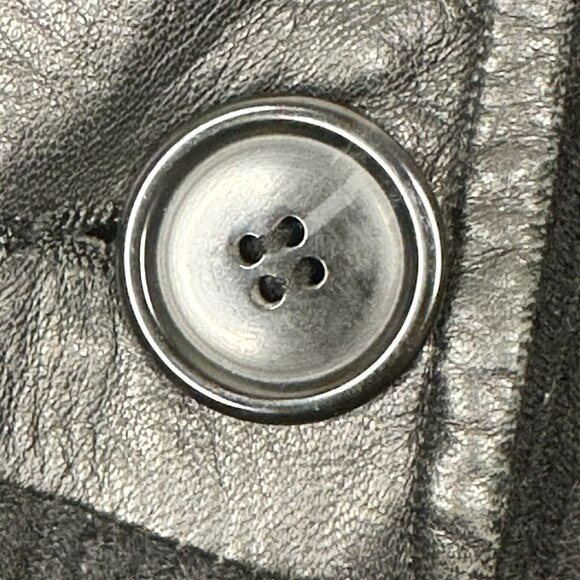 Danier Womens Wool Italian Leather Coat Ribbed Asymmetrical Button Up Lined S - Picture 10 of 16